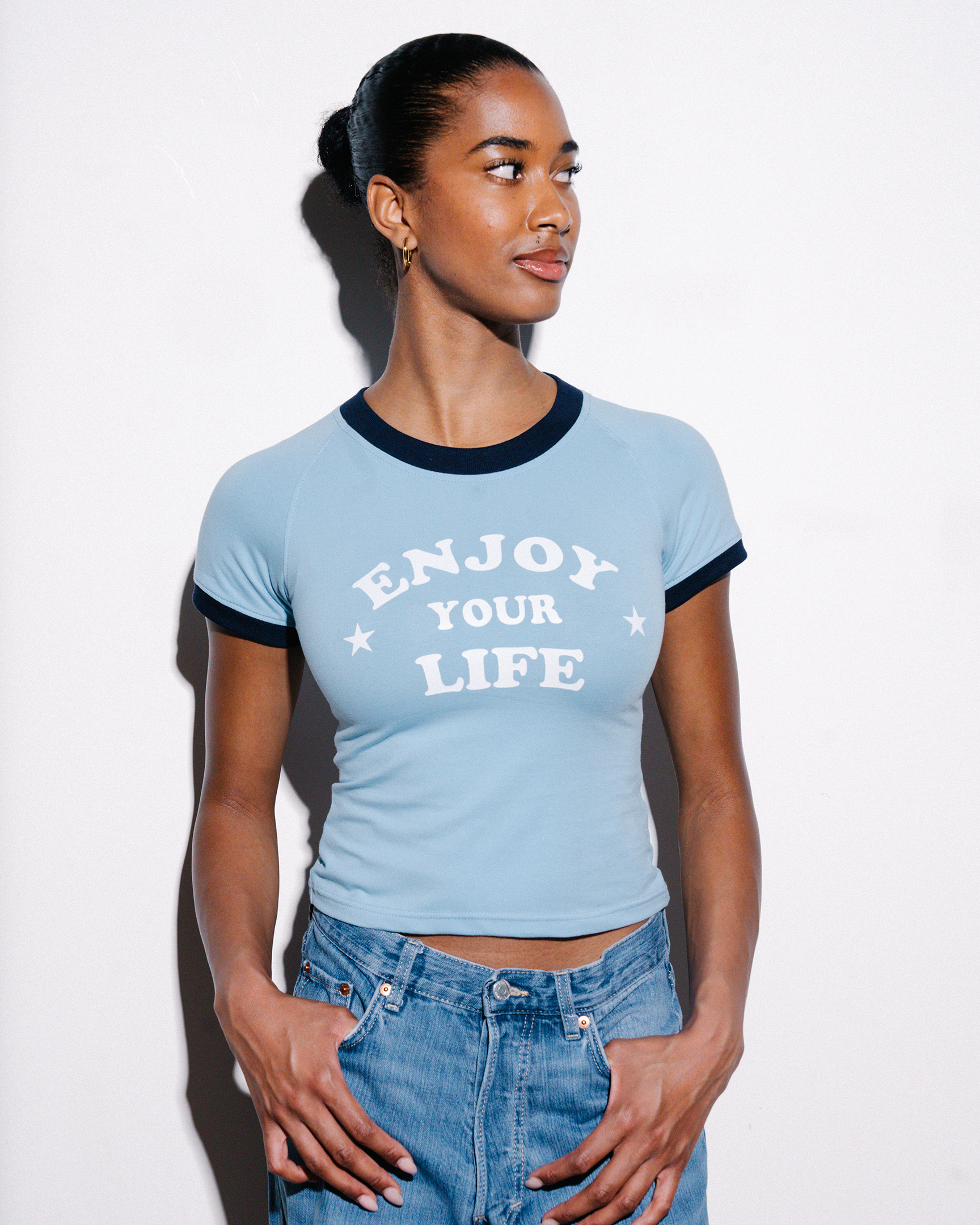 ENJOY YOUR LIFE BABY TEE [BLUE]