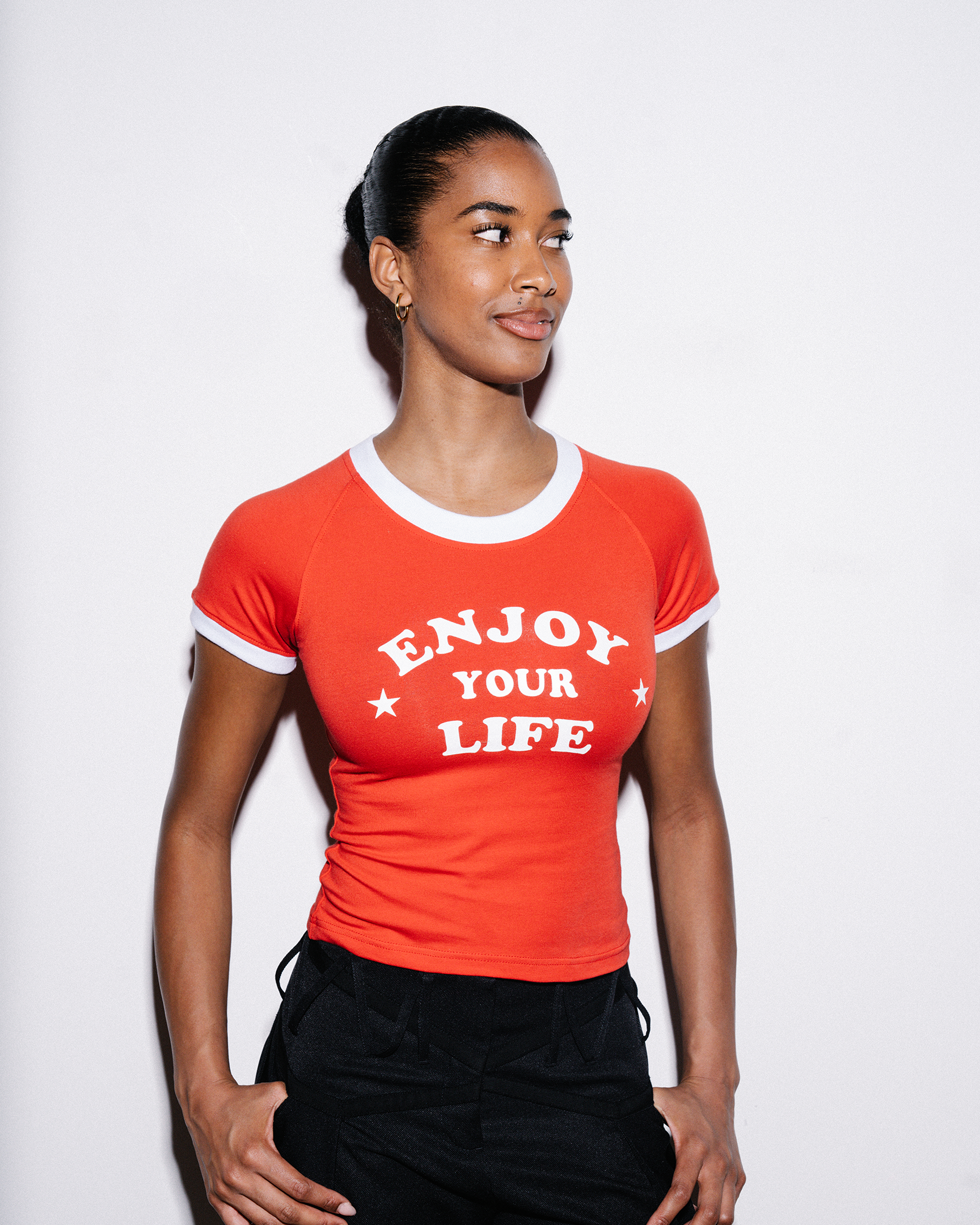 ENJOY YOUR LIFE BABY TEE [RED]